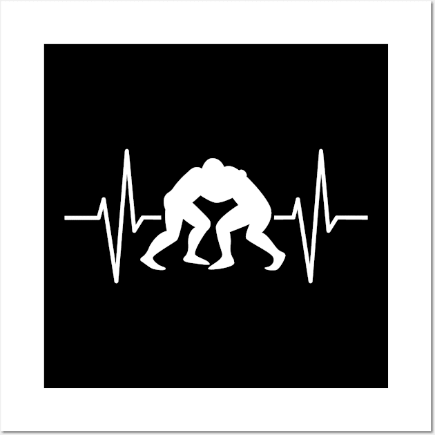 Sports Heartbeat Wrestling Heartbeat Wrestler Gift Wall Art by StacysCellar